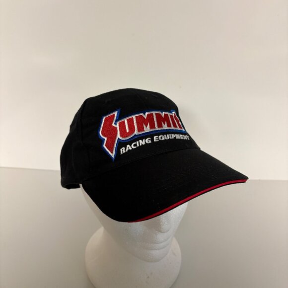 Summit Racing Black Adjustable Baseball Hat Embroidered Logo American Flag - Picture 1 of 6
